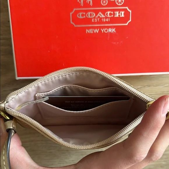 Coach Gold Shimmer Wristlet Clutch - Picture 4 of 4